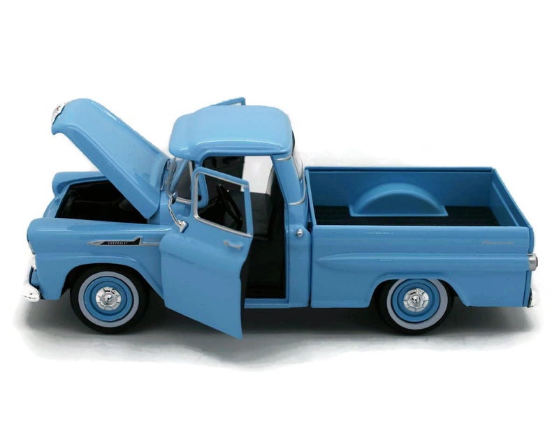 Motor Max 1958 Chevy Apache Fleetside Pickup Truck, Light Blue - Motormax 79311 - 1/24 scale Diecast Model Toy Car, unisex-children - Image 2